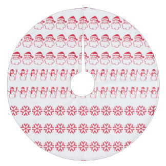 Snowman Snowflake Christmas Tree Stocking Santa Fleece Tree Skirt