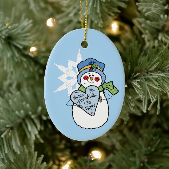 Snowman Snowflake Family Home Blue Christmas Ceramic Tree Decoration (Tree)