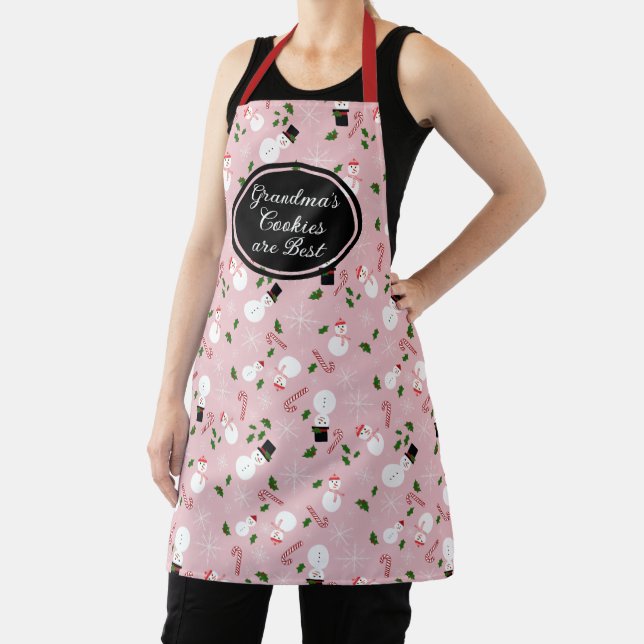 Snowman Snowflake Grandma's Cookies Xmas Apron (Insitu)