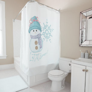 Snowman Snowflake Let it Snow Winter Shower Curtain