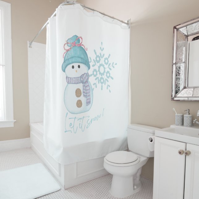 Snowman Snowflake Let it Snow Winter Shower Curtain (In Situ)