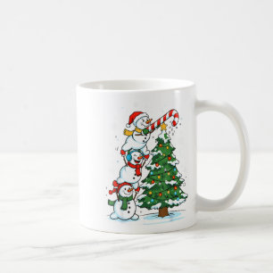 Snowman Snowflake, Merry Christmas Tree, Xmas Holi Coffee Mug