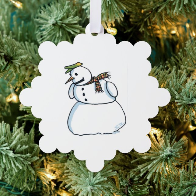 Snowman snowflake paper ornament (Insitu (Tree))