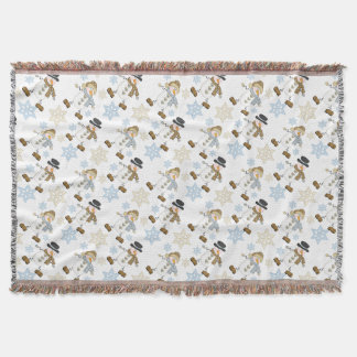 Snowman Snowflake Pattern Throw Blanket
