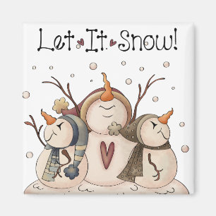 Snowman Snowflake Winter Country Primitive Magnet
