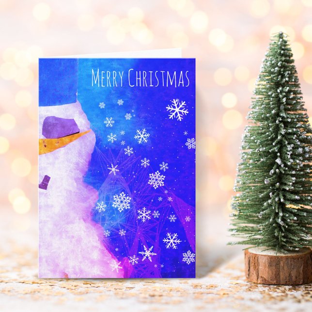 Snowman Snowflakes Blue Magical Christmas Card (Creator Uploaded)