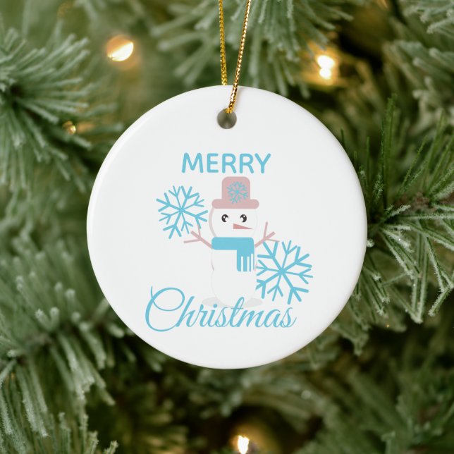 Snowman Snowflakes Christmas Whimiscal  Ceramic Tree Decoration (Tree)