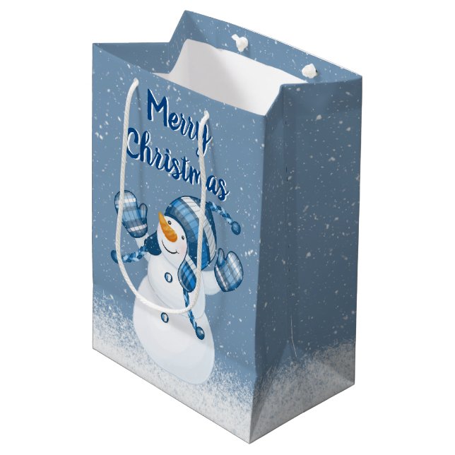 Snowman Snowflakes  Medium Gift Bag (Front Angled)