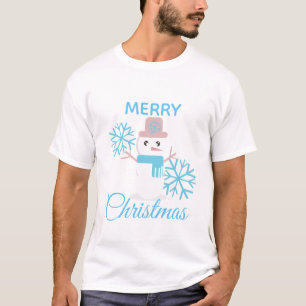 Snowman Snowflakes Pink Blue T-Shirt