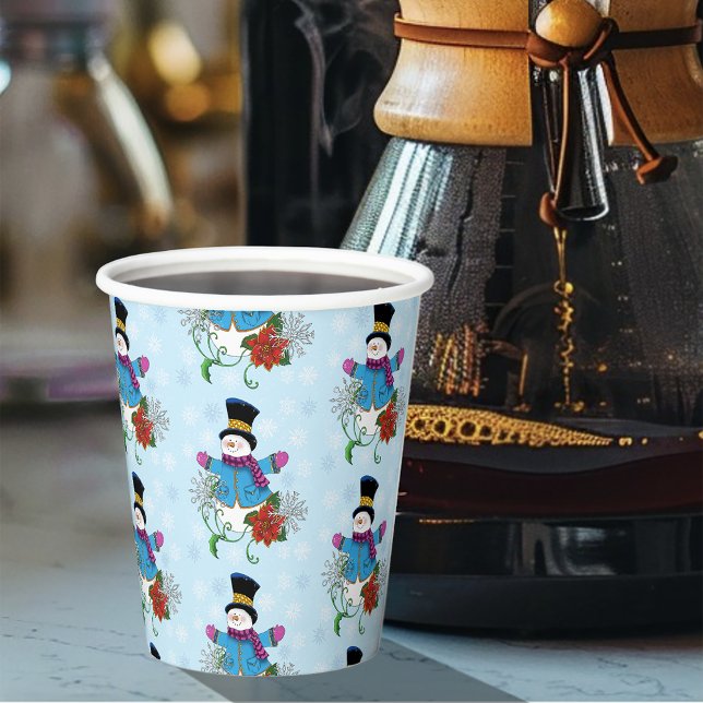 Snowman Snowflakes Poinsettia  Paper Cups (Creator Uploaded)