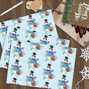 Snowman Snowflakes Poinsettia Tissue Paper