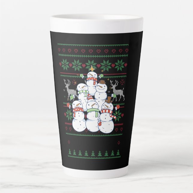Snowman - Snowman Christmas Tree Ugly Christmas Latte Mug (Front)