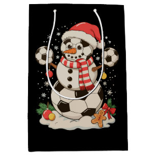 Snowman Soccer Christmas Holiday Winter Xmas Sport Medium Gift Bag