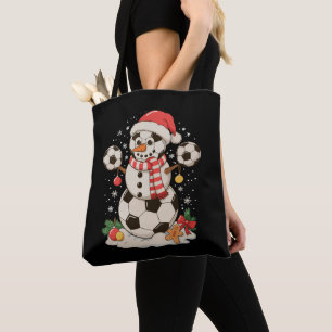 Snowman Soccer Christmas Holiday Winter Xmas Sport Tote Bag