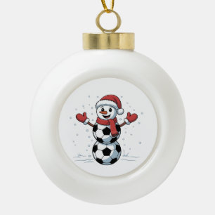 Snowman Soccer Christmas Santa Baseball Sport Ceramic Ball Christmas Ornament