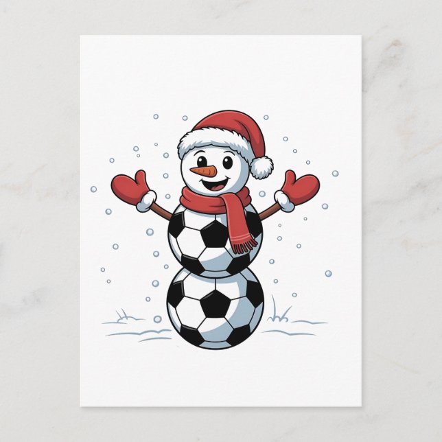 Snowman Soccer Christmas Santa Baseball Sport Holiday Postcard (Front)