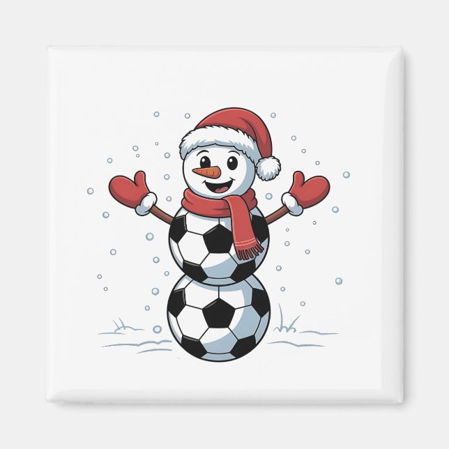 Snowman Soccer Christmas Santa Baseball Sport Magnet (Front)