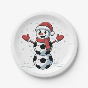 Snowman Soccer Christmas Santa Baseball Sport Paper Plate
