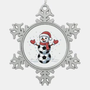 Snowman Soccer Christmas Santa Baseball Sport Snowflake Pewter Christmas Ornament