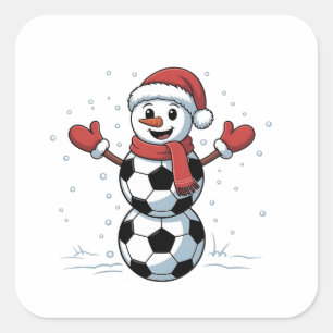 Snowman Soccer Christmas Santa Baseball Sport Square Sticker
