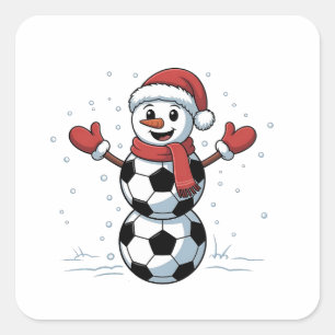 Snowman Soccer Christmas Santa Baseball Sport Square Sticker