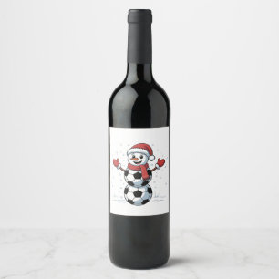 Snowman Soccer Christmas Santa Baseball Sport Wine Label