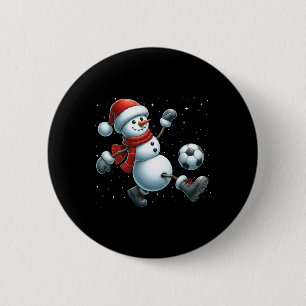 Snowman Soccer Christmas Snow Boys Girls Kids Xmas 6 Cm Round Badge