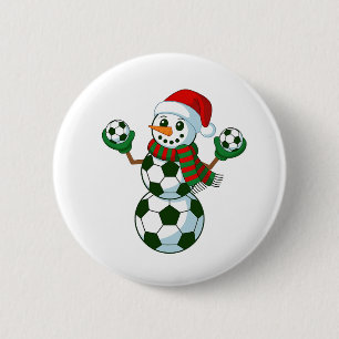 Snowman Soccer Christmas Sport Lovers 6 Cm Round Badge