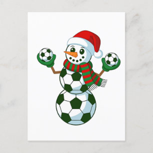 Snowman Soccer Christmas Sport Lovers  Announcement Postcard
