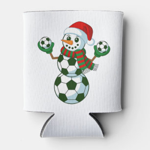 Snowman Soccer Christmas Sport Lovers Can Cooler