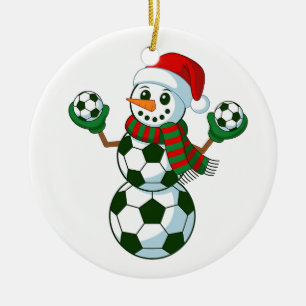 Snowman Soccer Christmas Sport Lovers Ceramic Tree Decoration