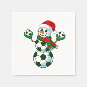 Snowman Soccer Christmas Sport Lovers  Napkin