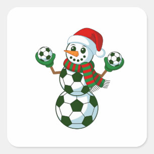 Snowman Soccer Christmas Sport Lovers  Square Sticker