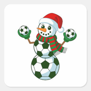 Snowman Soccer Christmas Sport Lovers  Square Sticker