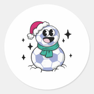 Snowman Soccer  Classic Round Sticker