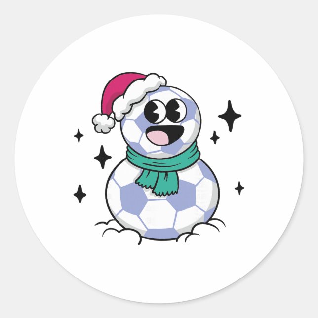Snowman Soccer  Classic Round Sticker (Front)