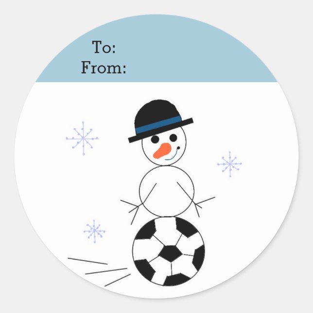 Snowman Soccer Gift Tag (Front)