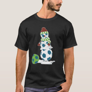 Snowman Soccer Player & Football for Christmas T-Shirt