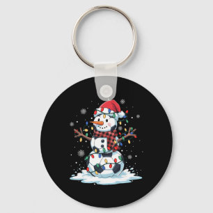 Snowman Soccer Player Santa Hat Christmas Funny Me Key Ring
