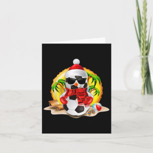 Snowman Soccer Santa Hat Christmas In July Summer  Card