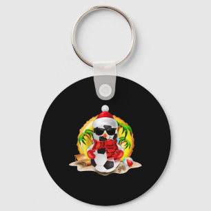Snowman Soccer Santa Hat Christmas In July Summer  Key Ring