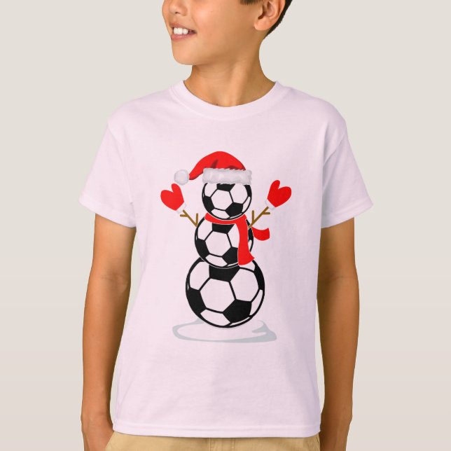 Snowman soccer T-Shirt Funny Christmas Gift Shirt (Front)