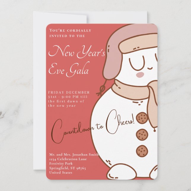 Snowman Soiree" New Year's Eve Gala invitations (Front)