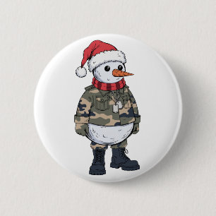 Snowman Soldier Christmas 2026 Holiday Military 6 Cm Round Badge