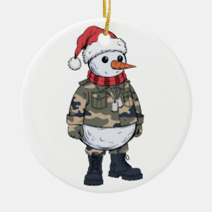 Snowman Soldier Christmas 2026 Holiday Military Ceramic Tree Decoration