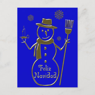 Snowman Spanish Merry Christmas Card Feliz Navidad