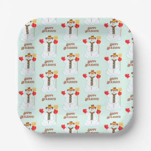 Snowman Square Paper Plates