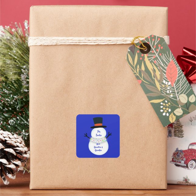 snowman square sticker (Holiday)