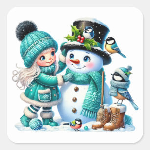 Snowman Square Sticker