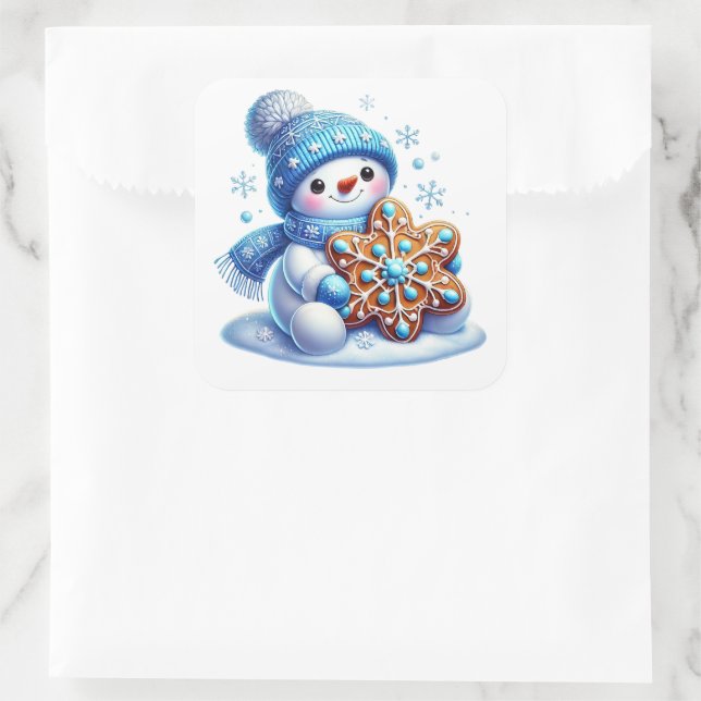 Snowman Square Sticker (Bag)